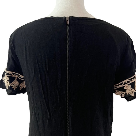 LULU’S Tale to Tell Black & Beige Embroidered Shift Dress - Picture 6 of 8